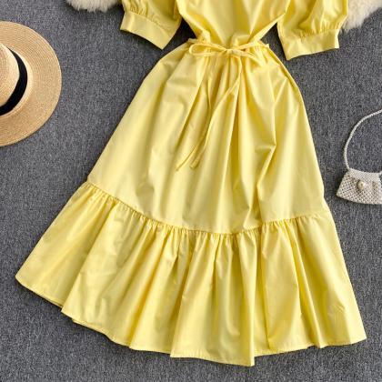 Yellow A Line Short Dress Fashion Dress