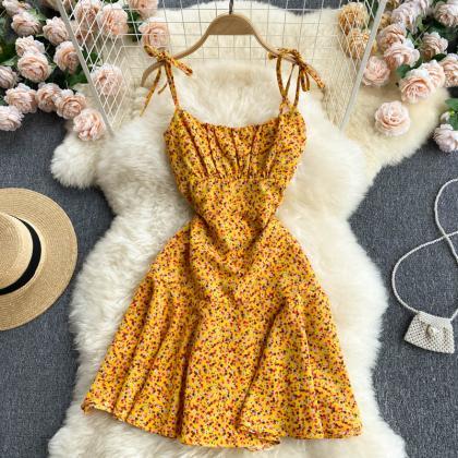 Sweet Floral Dress Short Suspender Skirt