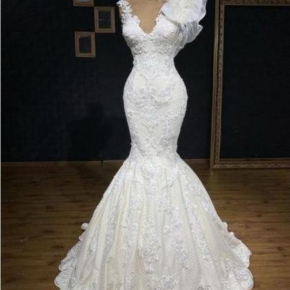 Mermaid Wedding Dress Long Sleeves, Bridal Gown..