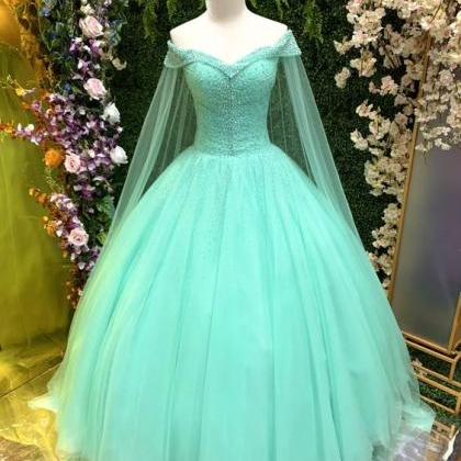 Beading Bodice Tulle Ball Gown Evening Dress Prom..