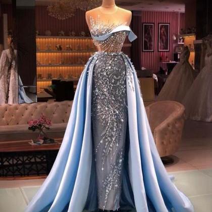 Blue Sparkle Party Dress Evening Dress, Long..