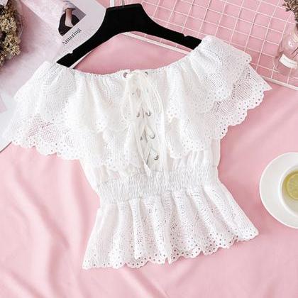 Romantic Short-sleeved Lace Top..