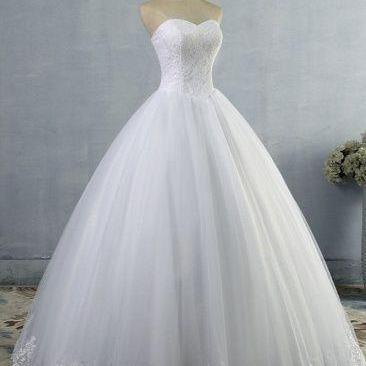Sweetheart Tulle Wedding Dress Sleeveless Lace..
