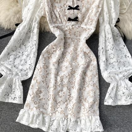 Cute Lace Long Sleeve Dress