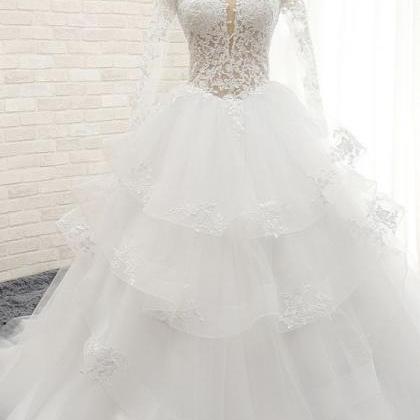 Wedding Dresses Jewel A-line White Bridal Gowns..