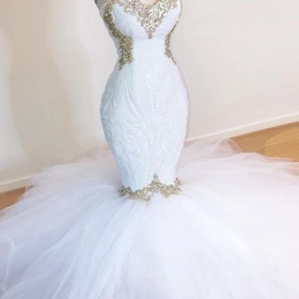 Stylish Mermaid Wedding Dresses | Strapless Tulle..