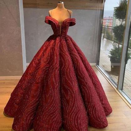 Pretty Ball Gown Off The Shoulder Gold Satin Long Ruffles Prom Dresses Sweet 16 Dresses