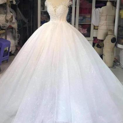 Luxury Sequin Wedding Dress White Backless Prom..