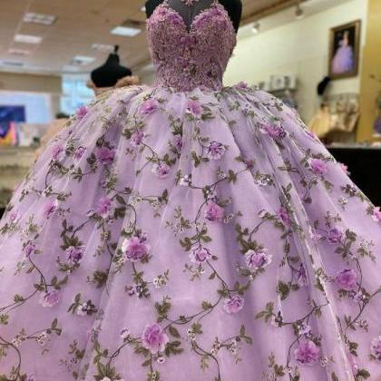 Purple Ball Gown Tulle Long Prom Dress Evening..