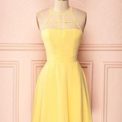 Short Homecoming Dress , Yellow Homecoming Dress