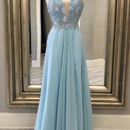 Chiffon Long Prom Dresses With Appliques And..