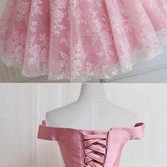 Charming Pink Off Shoulder A Line Homecoming..