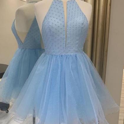 Cute Light Blue Short Dress