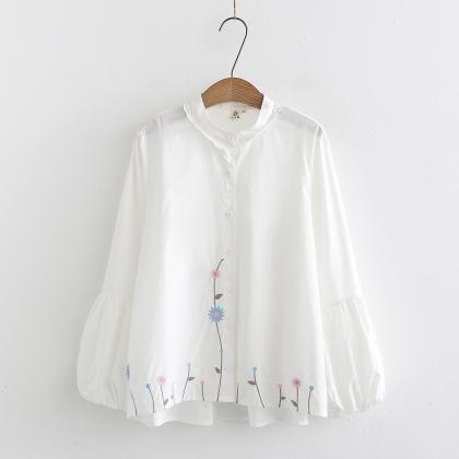 Lovely Embroidered Long-sleeved Shirt
