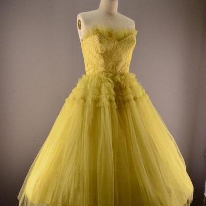 Vintage Homecoming Dresses, Yellow Prom..