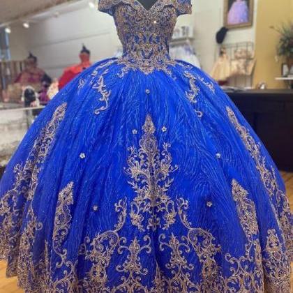 Blue Tulle Long Ball Gown, Sweet 16 Prom..