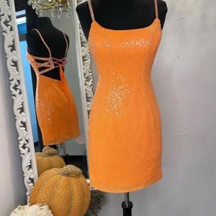 Orange Short Homecoming Dress