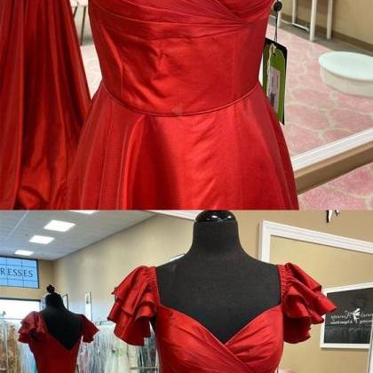 Special A-line Red Long Prom Dress With Cap..