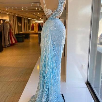 Blue Long Prom Dress Long Evening Dress