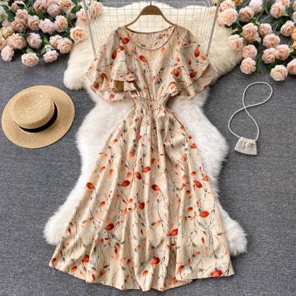 Cute Floral A Line Dress Fashion Dress