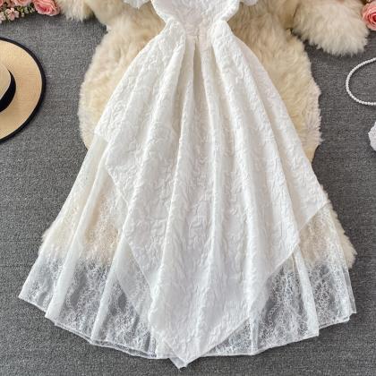 White A Line Irregular Dress Fashion Dress