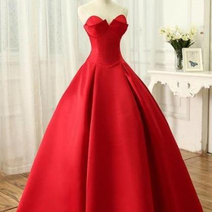 Red Satin Backless Beading Sleeveless Prom Dress