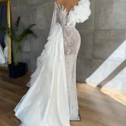 Luxury White Long Fashion Prom Dresses