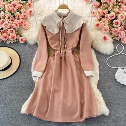 Cute A Line Long Sleeve Dress Spring And Autumn..