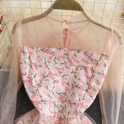 Pink Lace Short Dress Fashion Girl Dress