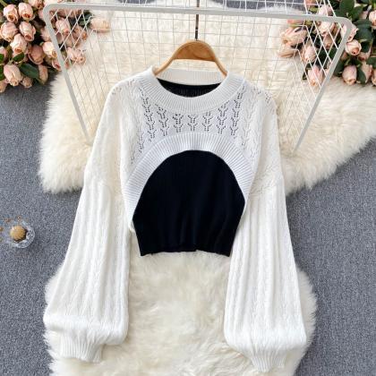 Uniquely Designed Two-piece Hollow Sweater