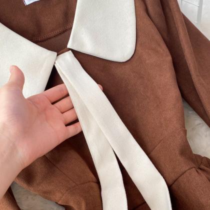 Sweet corduroy long sleeve dress fa..