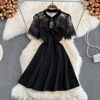 Black Lace Short Dress Black Fashion Dress