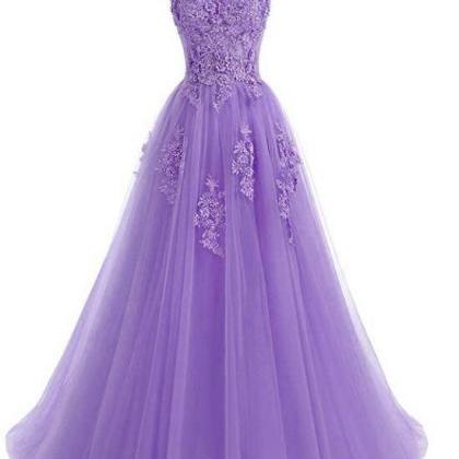 Beautiful Lavender Tulle Long Prom ..