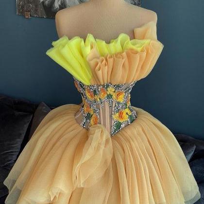 A-line Tulle Short Prom Dress Homecoming Dress