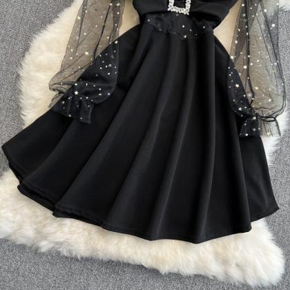 Black V Neck Short Dress A Line Fashion Dress
