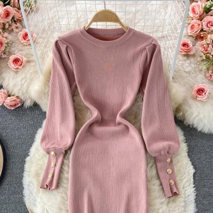 Stylish Slim Long-sleeved Dress Fashion Sweater..