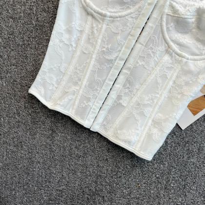 Cute Lace Tops Lace - Up Tank Tops