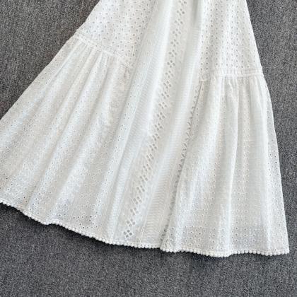 Sweet Lace Short A Line Dress White Fashion Dress