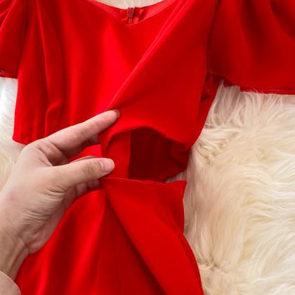 Red Chiffon A Line Short Dress Fashion Dress