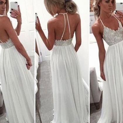 Prom Dresses,custom Made White A-line Backless..