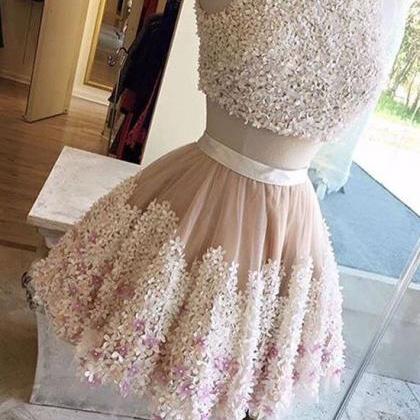 Homecoming Dresses,cute Two Pieces Applique Short..