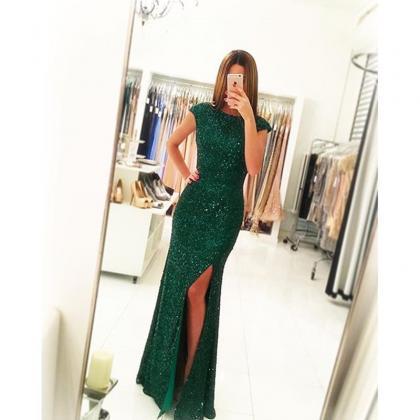 Green Prom Dress,sequins Prom Dress , Mermaid Prom..