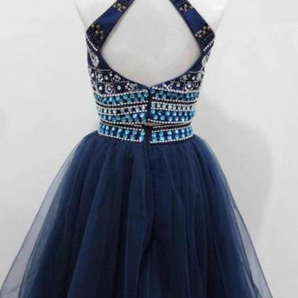 Homecoming Dresses,a-line Short Dresses, Navy Blue..