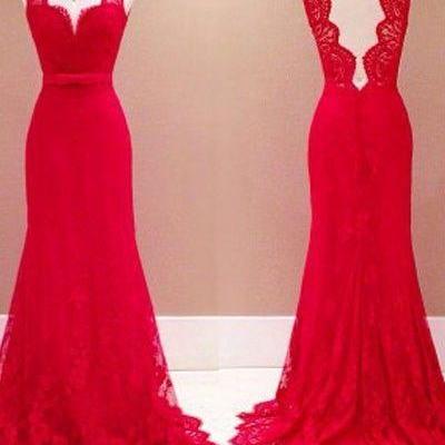 Prom Dresses,sexy Prom Dress,sweetheart Red Lace..