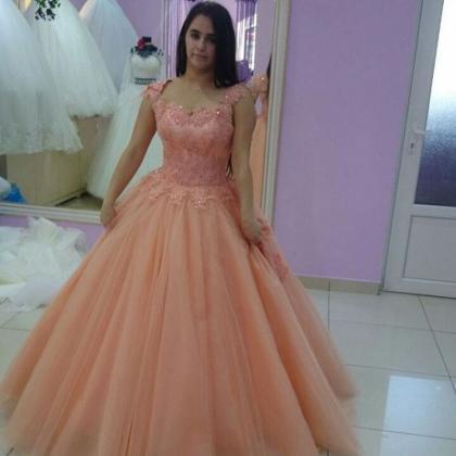 Tulle Ball Gown Prom Dresses,appliques Quinceanera..