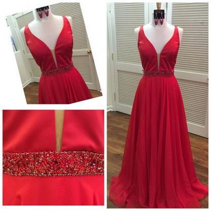 Red Prom Dresses,sleeveless Prom Dress,long..
