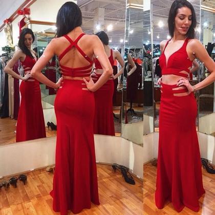 Sexy Red Prom Dresses,backless Prom Dress,floor..
