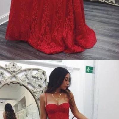 Sexy A-Line Spaghetti Straps Prom Dresses,Long Prom Dresses,red Prom Dresses, Evening Dress Prom Gowns, Formal Women Dress M1608
