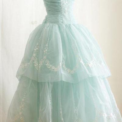 Vintage Inspired Tea Length Ice Blue Prom Formal Dress m492