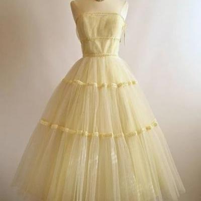 Vintage yellow dress Homecoming Dress m2553